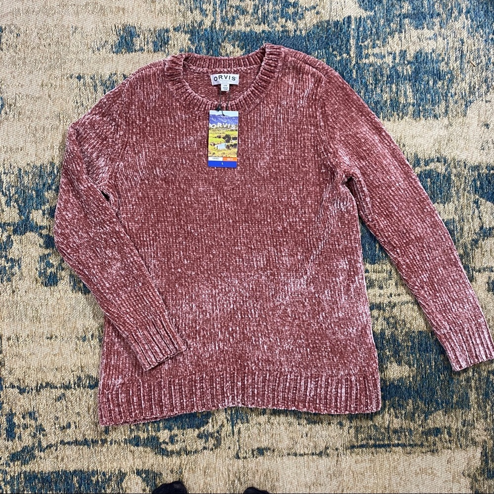 Orvis Chenille Misty Rose Sweater NWT